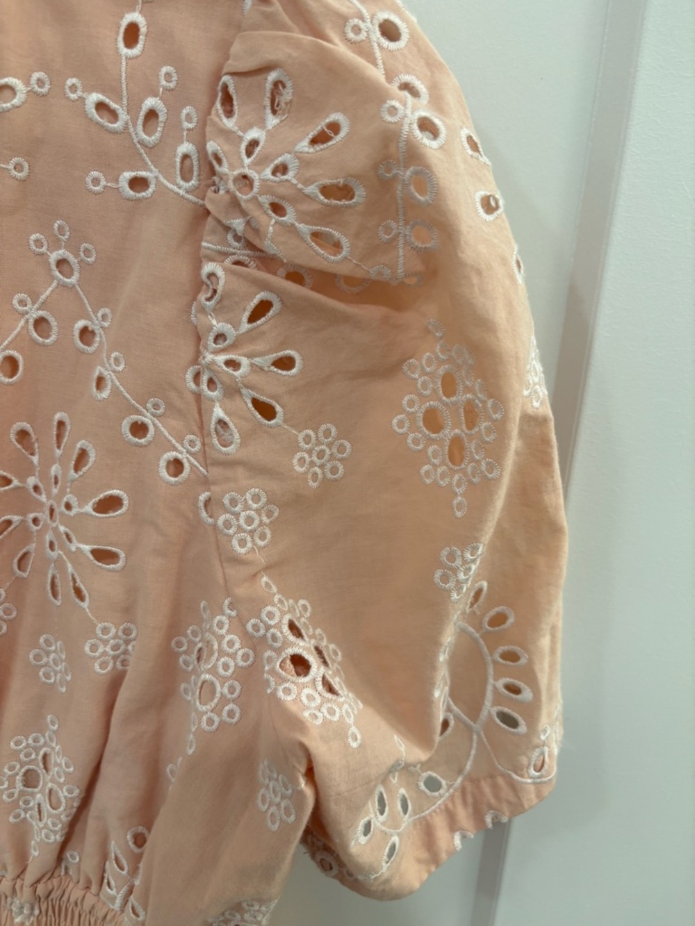 Chelsea28 Blush Pink Embroidered Eyelet Fit and Flare Mini Dress Size Large - Picture 10 of 15